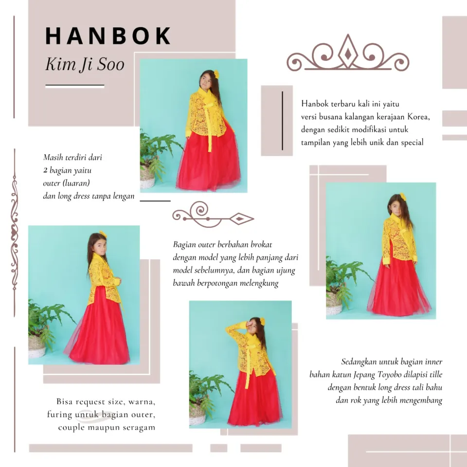 HANBOK Kim Ji Soo (Outer Tanpa Berfuring) Baju Adat Korea Anak