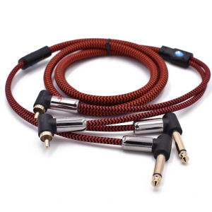 GOLLEY LION Dual 1/4 inch TS to Dual RCA Stereo Audio Cable 2X 6.35mm 1/4 inch Male TS to 2 RCA Male Adapter Cable