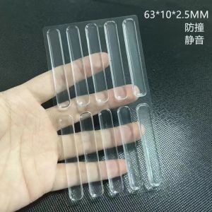 63*10*2.5mm Non-trace Silicone Anti-collision Door Stickers Door Handle Anti-collision Bars Protective Wall Silent Stickers Refrigerator Silencer Door Touch Pads