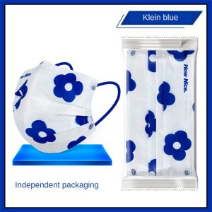 Colnes 20pcs face mask Klein Blue Series Cartoon Bear Shape Mask Disposable Adult Face Mask 3ply Protection Mask Filter 95% Facial 独立包装 大人