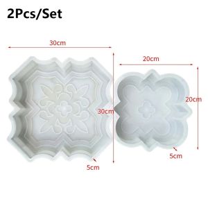 NOER 2Pcs/Set 30cm Paving Brick Mould Plastic Big Small Flowers Stepping Stone Paver Durable Reusable Concrete Path Maker Mold For Lawn Patio Yard Garden