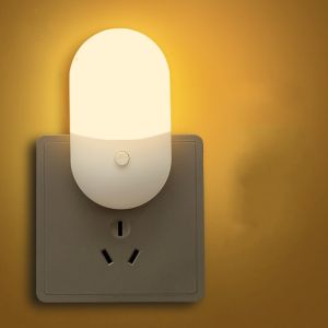 US Plug-in LED Mini Night Lights Switch Plug-In LED Light Eye Protection Night Lamp Warm White Dimmable Bedside Bedroom Wall Lamp Energy Efficient Corridor Stairway Light