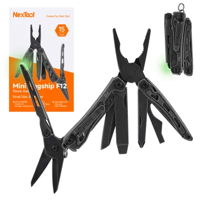 2026 NexTool Mini Flagship F12 15 in 1 Multitool Keychain Pliers Serrated Scissors Screwdriver File Ruler Outdoor Hand Tools