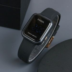 Box Exclusive Jam Tangan Fos Digital Persegi Hitam VA-548HA / Jam Tangan Fashion Wanita Tali Rubber Diameter 35 cm