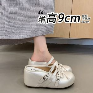 Free Shipping WomenS Half-Slipper Sandals Perfect With Skirts Featuring A Thick Platform Sole Wedge Heel And Hidden Height-Increasing Design Slip-On Style 2026 Summer New Collection Suitable For Wearing Outdoors