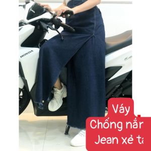 Váy chống nắng váy chống nắng xẻ tà jean nút bấm ống chân tránh gió thổi bay khi ngồi sau xe - Kim Yến Mẹ và Bé