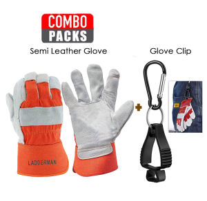 LADDERMAN 1 Pair Semi Leather Safety Glove Industrial Working Glove Sarung Tangan Kerja Welding Work Glove Gloves 烧焊手套