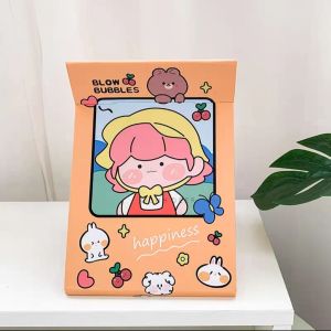 OHHDEER Portable Cartoon Folding Paper Mirror Simple Desktop Makeup Mirror Ins Large Creative Cute Female Dressing Mirror小镜子