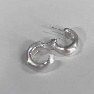 Fashionable Ring Gift 极简几何拉丝C形金属耳钉女冷淡风小众高级感时尚百搭耳环耳饰 品