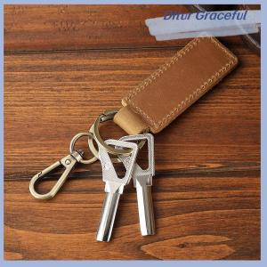 Ditur พวงกุญแจรูปกุ้งก้ามกรามทำจากหนังแท้แบบย้อนยุคพวงกุญแจรูปตัวล็อกหนังวัวแฟชั่นส่วนบุคคลป้องกันการสูญหาย