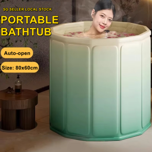 【READY STOCK】Portable Foldable Bathtub Hot Tub Adult Indoor Room Bath Tub Portable Bathtub Bath Barrel 80x60cm