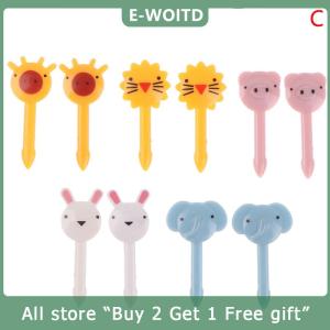 [COD]YANGJT 6 10pcs packMini Cartoon Children SnackCake Dessert Pick Bento LunchesDecoration
