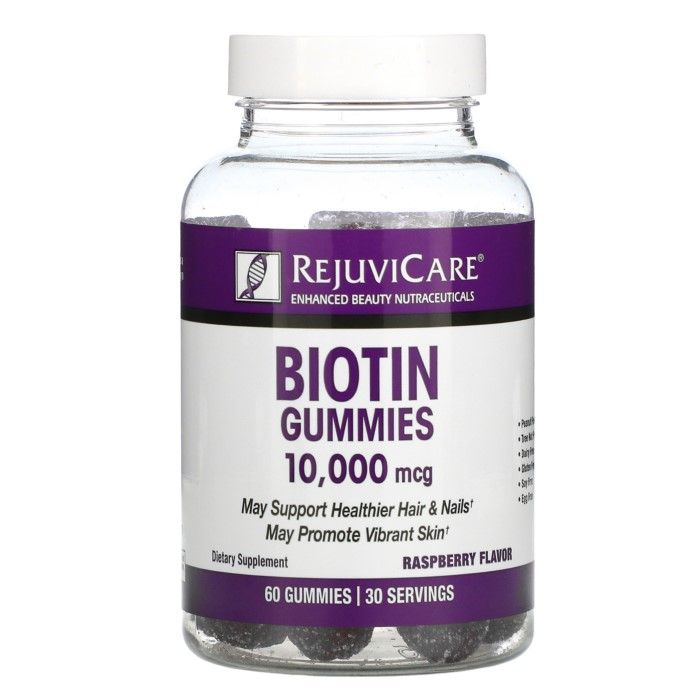Rejuvicare Biotin Gummies 10,000mcg for Beautiful Hair, Skin and Nails, 30 servings