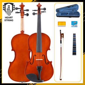 Heart String Violin Full Size All Wooden Violin Set with Wooden Fingerboard Stickers for Beginners Students Adults Kids