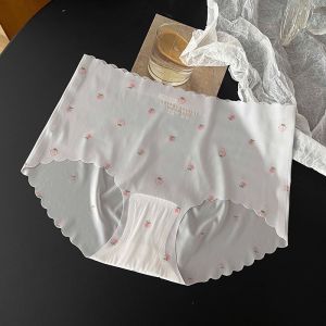 Panties Wanita Semi Transparan Motif Strawberry Lembut Tanpa Jahitan Anti Nyeplak