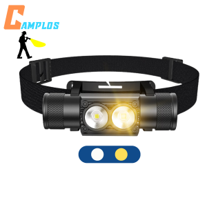 CAMPLOS Đèn pin đội đầu mini siêu sáng H25B ánh sáng trắng sáng vàng pin 18650 đèn đội đầu mini nhỏ gọn siêu nhẹ hợp kim nhôm