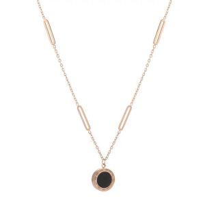 [Bayar di Tempat] Perhiasan Wanita Kalung Titanium Asli Anti Karat Liontin Bulat Hitam