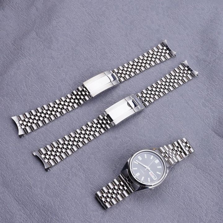 19mm Sliver Hollow Curved End Solid Screw Links Watch Band Jubilee