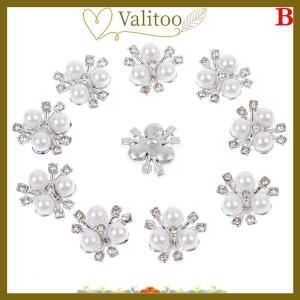 [Valitoo] 10PCS Flower Rhinestone Buttons Sparkling Hairpins DIY Crafts