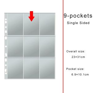 UNIFORM SATURATE82UN5 11-Hole Photo Album Pages A4 Multi-Pockets Card Pages Binder Refill Clear Inner Page