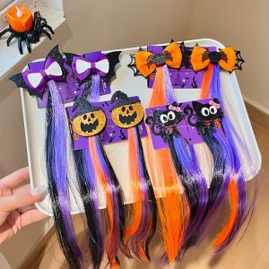 PENTU 1/2/3 Pair Gothic Style Womens Halloween Hair Clips Wig Piece Gradient Colored Party Atmosphere Headwear Holiday Party Supplies Pumpkin Head Halloween Wig Hairpins Girls