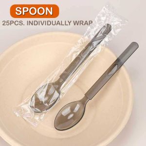 25pcs.Wrap Per Piece Disposable Spoon Fork Spork Plastic spoon Cutleries Kutsara Tinidor Reusable Birthday Party Makapal
