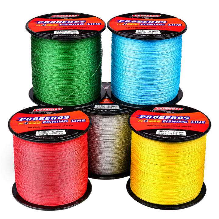 PROBEROS Casting Braided Line 300M 500M 1000M Multifilament Pe Fishing Line  Super Strong 4 Strands Braided Fishing Line Tackle Fishing Lines 6LB 8LB  10LB 15LB 20LB 25LB 30LB 35LB 40LB 50LB 60LB