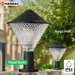 Lampu taman pilar pagar hias tinggi 35cm acrylic textur mewah outdoor IP65 waterproof