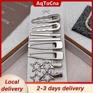 [COD] AqToCna Ship within 24 hours 8pcs Girl Hair Pins Silver Metal Duckbill Clip Women Hair Clips Side Bangs Female Ladies Barrettes Hair Accessories