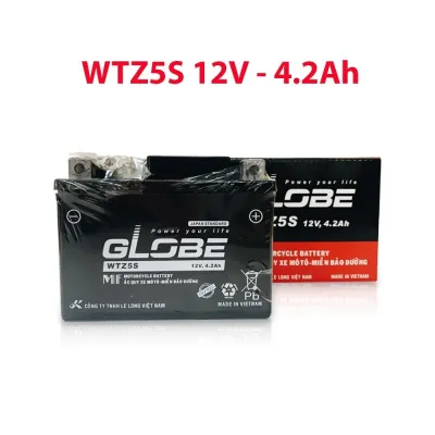 Bình ắc quy GLOBE WTZ5S 12V4.2Ah/WTD 4V3.5Ah dùng cho xe WAVE RS100/ WAVE RS 110/ AIRBLADE/ EXCITER 135