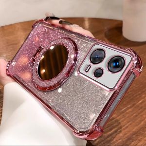 เคส เคสสำหรับ Redmi Note 12 4G Redmi Note 12 Pro 5G 2023 เคสศัพท์ เคสนิ่มซิลิโคนดูดซับแรงกระแทกพร้อมขอบทองเงาและขาตั้งกระจก sjdzsfjz01