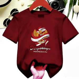 Kaos 17 Agustus anak usia 1-12 tahun Cewek/Cowok lengan pendek bahan Babyterry
