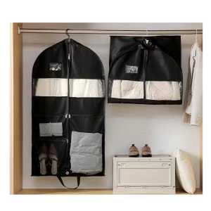 1pc Garment bag hanging clothes bag double zipper and large mesh pocket
