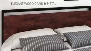 Premium Walnut Wood Bed Frame Modern Minimalist Design Heavy Duty Steel Frame With Noise Free Support