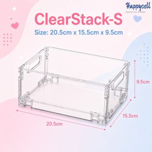 HappyCell ClearStack Foldable Clear Organizer Stackable Kitchen Pantry Cosmetic Desk Storage Box
