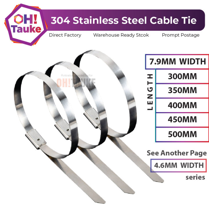 304 Stainless Steel Cable Tie (7.9mm series) 10pcs Lazada