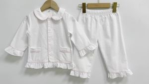 Spring Summer Children Pajamas Sets Baby Girls Boys Homewear Sibling Outfits White Seersucker Soft Kids Long Sleeve Pyjamas Set2026