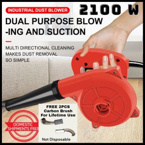 100% ORIGINAL Electric AIR Blower -2100W -16000 R/MIN -(WITH FREE 2 PCS CARBON BRUSH) Dust Extractors - Air Blower - Vacuum - Dust Cleaner 220V Cleaning Computer Cars Cabinet Motors Room Office 2 in 1 blower