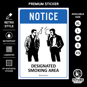 Notice Designated Smoking Area. Sign Label Notice Signage. Laminated Waterproof Scratch Resistant. Suitable for Indoor and Outdoor.