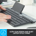 Logitech K580 Multi-Device Slim Wireless Keyboard, Built-in Cradle for device; For Laptop, Tablet, Desktop, Smartphone, Win/Mac, Bluetooth/Receiver, Compact, Easy Switch, 24 Month Battery. 