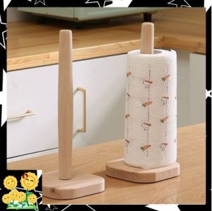 Reusable Washable Kitchen Tissue Wooden Paper Towel Roll Stand Holder Organizer Rak Tisu Kayu Tuala Dapur