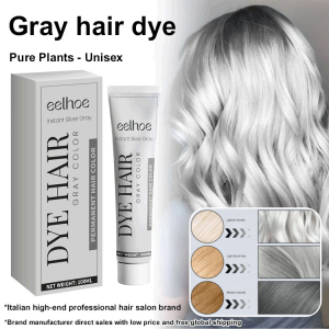 Long-Lasting Non-Damaging Gray Hair Cream Natural Light Grey Silver Hair Dye Easy To Color Punk Style For Women Men