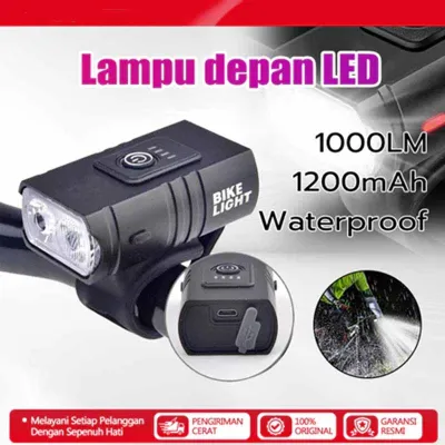 Lampu LED Sepeda Depan Super Terang 800 Lumens - Senter Bike Light 1000mAh Waterproof & USB Rechargeable