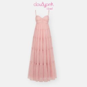 Đầm voan maxi 2 dây dáng xoè có mút ngực tiểu thư nữ tính CLOUDYPINK