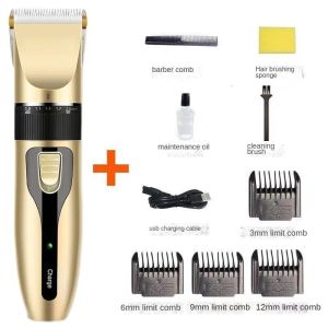 Professional Hair Clipper Mens Barber Beard Trimmer Professional Hair Trimmer Digital USB Rechargeable Hair Clipper for Men Haircut Ceramic Blade Razor Hair Cutter Barber hine Rechargeable Hair Cutting Machine Ceramic Blade Low Noise