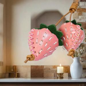 💕 Store opening 💕 1 Piece 3D Strawberry Charm Cowhide Pendant Fashion High-end Strawberry Keychain DIY Decoration Bag Accessories