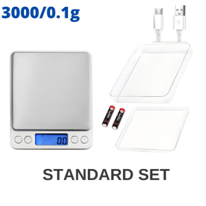 Digital Kitchen Scale Food scale Mini Pocket Jewelry Scale Cooking Food Scale BackLit LCD Display 2 Trays(3KG / 0.1g Rechargeable)