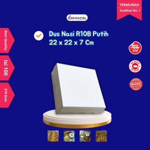 Box Dus Nasi Kotak R10B Putih Premium - Ukuran 22x22x75 (100 Pcs)