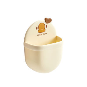 กล่องเก็บการ์ตูนติดผนังแบบไม่เจาะรูสามารถระบายห้องน้ำแปรงสีฟันยาสีฟันหวีถังเก็บ