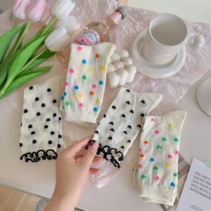 ถุงเท้าลายจุดญี่ปุ่นสีสันสดใสรับซัมเมอร์ สวมใส่สบาย มีสไตล์ ทันสมัย และสี เป็นเนื้อผ้านุ่ม